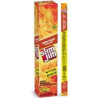 Slim Jim Giant Smoked Meat Sticks, Teriyaki Flavor, 6G Protein Per Stick, 0.97 Oz. (24 Count)