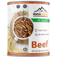Mountain Essentials All Natural Canned Beef 28 Oz - Fully Cooked, Ready To Eat, Gluten Free - Canned Meat For Daily Use, Emergency, Survival & Camping - 5-Year Shelf Life - Made In Usa - Pack Of 1