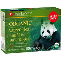 Uncle Lee's Organic Green Tea Bags, 106-Count Super Pack - Bright & Refreshing, Lightly Caffeinated Bulk Tea For Home, Office, Camping