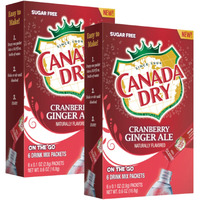 Lle Canada Dry Powder Drink Mix Cranberry Ginger Ale Flavor, Sugar Free & Delicious Water Enhancer Easy To Prepare Powdered Beverages For Picnic Camping Outdoor Drinks 6Ct Box, 2 Boxes-12 Sticks Total