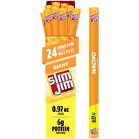 Slim Jim Giant Smoked Meat Sticks, Nacho Flavor, 6G Protein Per Stick, 0.97 Oz. (24 Count)