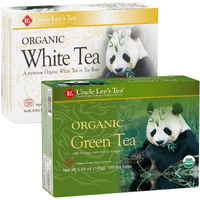 Uncle Lee's Organic White & Green Tea Variety 2-Pack (206 Individually Wrapped Bags) - Lightly Caffeinated Bulk Teas For Home, Office, Camping