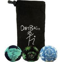 Dirtbag All Star Footbag Hacky Sack 3 Pack With Pouch, 100% Handmade, Premium Quality, Bright Vivid Colors, Signature Carry Bag - Green/Black
