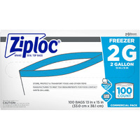 Ziploc Professional Freezer Bags, For Food Organization And Storage, Double Zipper, 2 Gallon, 100 Count