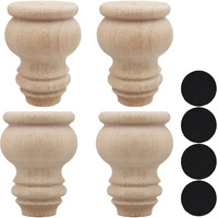 Btibpse 3\" Tall Solid Wood Furniture Legs Unfinished Bun Feet For Cabinet Sofa Ottoman Tv Stand Loveseat Dresser Set Of 4