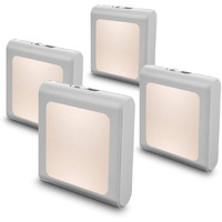 Maz-Tek Plug In Dimmable Led Night Light With Auto Dusk To Dawn Sensor, Soft Warm White Nightlights For Hallway,Bedroom, Kids Room, Kitchen, Stairway, 4 Pack