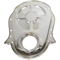 Compatible/Replacement For Chevy Big Block 396-402-427-454 Steel Timing Chain Cover Set W/Timing Tab - Chrome