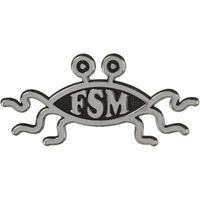 Fsm Flying Spaghetti Monster Plastic Auto Emblem - [Silver][5 1/2\'\' X 2 1/2\'\']