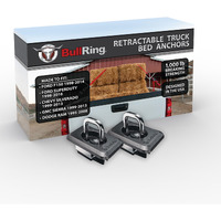 Bull Ring Raised Fit Retractable Truck Bed Tie Down Anchors For \'98-14 Ford F150, \'98-16 Ford Super Duty, \'99-13 Chevrolet Silverado & Gmc Sierra, \'95-08 Dodge Ram (1 Pair)