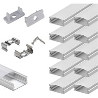 Starlandled 10-Pack 6.6Ft/ 2 Meter U Shape Led Aluminum Channel System With Milky Cover, End Caps And Mounting Clips, Aluminum Profile For Led Strip Light Installations, Very Easy Installation