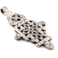 Silver Ethiopian Coptic Cross Pendant, African Abyssinian Design, Orthodox Christian Pendant For Jewelry, The Bead Chest