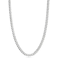 Miabella Italian Solid 925 Sterling Silver 3.5Mm Diamond Cut Cuban Link Curb Chain Necklace For Women Men, Made In Italy (Length 20 Inch)