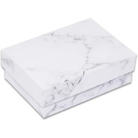 Thedisplayguys - 100-Pack #32 Cotton Filled Cardboard Paper Jewelry Boxes Gift Case - Marble White (3.3\" X 2.3\" X 1.0\") - For Shipping Or Storage