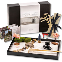 Island Falls Home Zen Garden Kit 11X8In. Beautiful Japanese Decor Mini Rock Feature Gift Set For Home, Office Desk. Zen Sand Garden, 6 Tools, 15 Accessories. Sand Tray Therapy Desktop Meditation Room