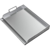 Skyflame Universal Stainless Steel Griddle Flat Top Plate With Even Heating Bracing For Bbq Charcoal/Gas Grills, Camping, Tailgating, And Parties 17\" X 13\"