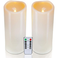 Homemory 4\" X 10\" Large Waterproof Outdoor Flameless Candles, Battery Operated Led Pillar Candles With Remote And Timers For Indoor Outdoor Lanterns, Long Lasting, Dark Ivory, Set Of 2
