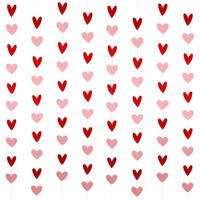 80 Heart Garland Red & Pink- Valentines Day Decoration, Hanging Hearts, Valentines Day Banner, Hanging Valentines Garland, Valentine\'s Day Decorations, Large Heart Valentines(No Diy)