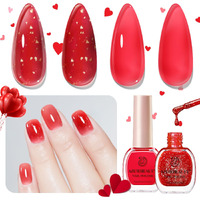 Azurebeauty Nail Polish Set Quick Dry Vegan Glitter Pearl White& Raspberry Red Nail Lacquer Natural Strengthening Treatment Kit