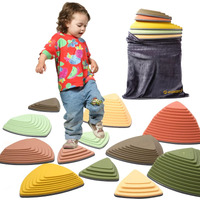 Makarci Stepping Stones For Kids 12Pcs Obstacle Courses Play Indoor Outdoor, Full Rubber Rim Plastic Hilltop For Kids Balance And Integration Improvement Age 3 4 5 6 7 8 + (Forest)