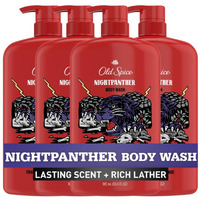 Old Spice Body Wash For Men, 3X Defense, 24/7 Shower Fresh With Long Lasting Lather, Nightpanther Scent, 33.4 Fl Oz (Pack Of 4)