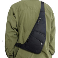 Peicees Sling Bag For Men Women Shoulder Bag Sling Backpack Durable Chest Bag For Running Camping Exercise Outdoor (S_Black)