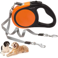 Kooltail Dual Retractable Dog Leash For Two Dogs Up To 110 Lbs, Heavy Duty Double Headed 16 Ft Flexi Extendable 360 Tangle-Free One Button&Lock Brake Dog Leash For Small Medium Large Dogs Puppyorange