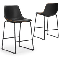 Bar Stools Set Of 2 Counter Height Bar Stools With Back 26 Inch Armless Industrial Faux Leather Barstools With Metal Legs And Footrest Modern Dining Chairs For Home Office Kitchen Island Black