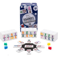 Regal Games - Double 12 Dominoes - Colored Numbers Set - Mexican Train Game Set With Hub 91 Numbered Domino Tiles 4 Trains And Collectors Tin - Ideal For 2-4 Players Ages 8 For Kids And Adults
