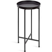 Kate And Laurel Celia Round Metal Foldable Accent Table With Mirror Tray Top, Bronze