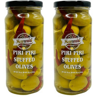 Sanniti Piri Piri Peppers Stuffed Greek Olives, Net Weight 16 Oz - Drained Weight 10 Oz (Pack Of 2)