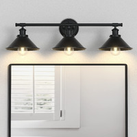 Licperron 3-Light Black Bathroom Vanity Light Fixtures Over Mirror, Farmhouse Vanity Wall Sconce Lighting With Metal Shade, Indoor Wall Mounted Lamp For Bathroom Mirror Cabinet Living Room