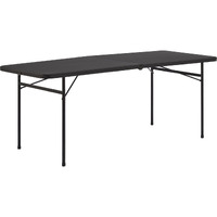 Eiths 6 Foot Bi-Fold Plastic Folding Table (Color : Black)