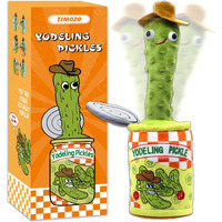 Yodeling Pickle Talking Toy Repeats What You Say&Tells Jokes Sings Pickle Plush Toys Twisted Mimicking Toy With Led Sing Dance Talking Musical Toys Funny Prank Gift For Adults & Kids