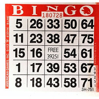 1 On Red Bingo Paper Cards - 500 Cards Per Pack