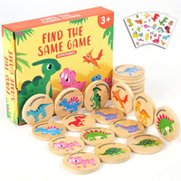 Protado Wooden Match Memory Game For Kids 24Pc Memory Matching Cards With 5Pc Tattoo Stickers Educational Memory Matching Game For Pre-Kindergarten Early Learning Development Kids-Dinosaur