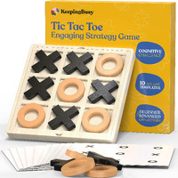 Keeping Busy - Tic Tac Toe Game (6.5Ax6.5A Board) - Durable & Reusable Wooden Dementia Activities For Seniors - Improve Cognitive Functioning & Fine Motor Skills - Fun & Engaging Exercise In Strategy
