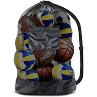 Brotou Extra Large Sports Ball Bag Mesh Socce Ball Bag Heavy Duty Drawstring Bags Team Work For Holding Basketball, Volleyball, Baseball, Swimming Gear With Shoulder Strap
