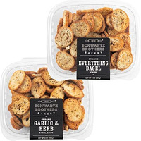 Schwartz Brothers Bakery, Bagel Chip Sampler, Everything & Garlic & Herb, Organic, Kosher, Artisanal, Vegan. Freshly Baked 8Oz Containers. (Pack Of 2)