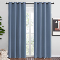 Nicetown Stone Blue Room Darkening Curtain Panels 86\" Length For Bedroom Living Room, Thermal Insulated Blackout Draperies For Home Decoration, Total Privacy (55\" Width, 2 Pieces)