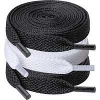 Upugo 3 Pair Flat Shoe Laces, 5/16" Wide Shoelaces For Athletic Running Sneakers Shoes Boot Strings