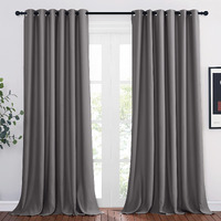 Nicetown Bedroom Blackout Curtains 95 Inch Length - Triple Weave Energy Saving Thermal Insulated Solid Grommet Blackout Draperies For Patio/Hall (1 Pair, 80 Inches Wide, Grey)