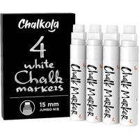 White Jumbo Chalk Markers - 15Mm Window Markers | Pack Of 4 White Pens - Use On Cars, Chalkboard, Whiteboard, Blackboard, Glass, Bistro | Loved By Teachers, Artists, Businesses