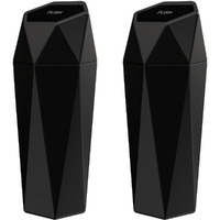 Szeof Car Trash Can With Lid,Portable Vehicle Auto Car Garbage Can,Diamond Design Mini Garbage Bin For Automotive Car, Home, Office, Kitchen, Bedroom(2 Packs,Black)