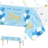 3 Pack Baby Shower Tablecloths Plastic Blue Baby Boy Shower Decorations Gender Reveal Party It\'s A Boy Table Covers For Baby Boy Birthday Shower Party Supplies, 54 X 108 Inch