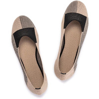 Frank Mully Womens Knit Ballet Flat Round Toe Slip On Flats Shoes Classic Low Wedge Ballerina Walking Flats Shoes Khaki, 10.5