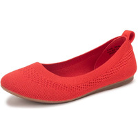 Frank Mully WomenS Ballet Flat Shoes Knit Dress Shoes Round Toe Slip On Ballerina Walking Flats Shoes For Woman Low Wedge Comfort Soft,Red,8
