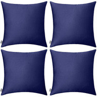 Thmyo 4-Pack 100% Cotton Comfortable Solid Decorative Throw Pillow Case Square Cushion Cover Pillowcase Sublimation Blank Pillow Covers Halloween Diy Throw Pillowcase(18X18Inch/45X45Cm,Dark Blue)
