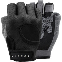 Lifect Essential Breathable Workout Gloves, Knuckle Weight Lifting Fingerless Gym Exercise Gloves With Curved Open Back, For Powerlifting, Crossfit, Women And Men (Black, X-Large)