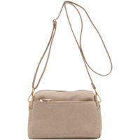 Small Triple Zip Crossbody Bag (Beige Brick)