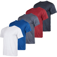 Mens Quick Dry Fit Dri-Fit Short Sleeve Active Wear Training Athletic Essentials Crew T-Shirt Fitness Gym Wicking Tee Workout Casual Sports Running Tennis Exercise Undershirt Top - 5 Pack,Set 2-3X
